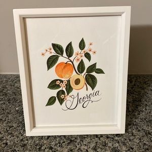 Rifle Paper Co. Georgia Peach Print and White Frame. LIKE NEW.